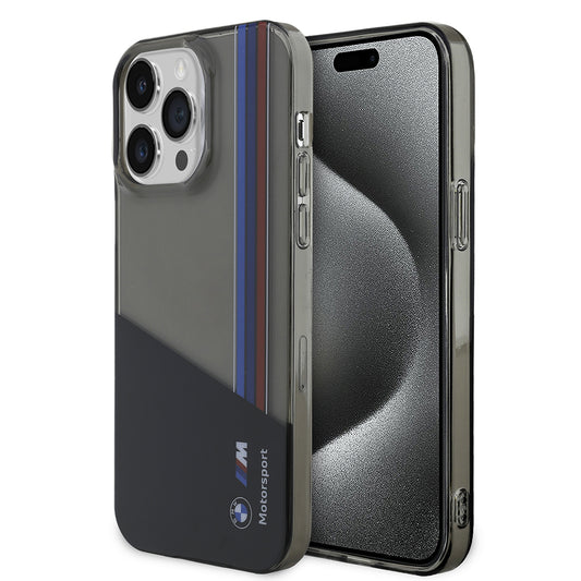 iPhone 14 Pro Max Kılıf BMW Orjinal Lisanslı Yarı Transparan M Dizayn Çizgili Kılıf