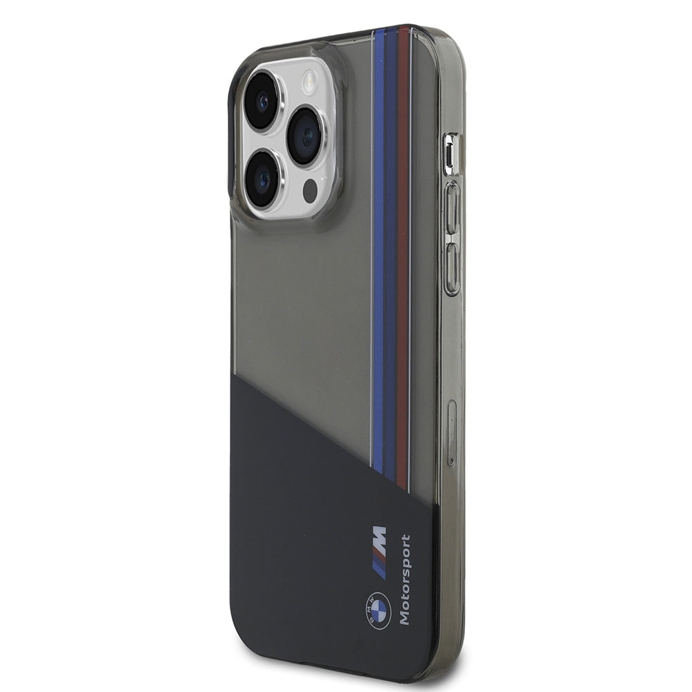 iPhone 14 Pro Max Kılıf BMW Orjinal Lisanslı Yarı Transparan M Dizayn Çizgili Kılıf