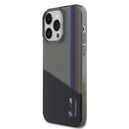 iPhone 14 Pro Max Kılıf BMW Orjinal Lisanslı Yarı Transparan M Dizayn Çizgili Kılıf