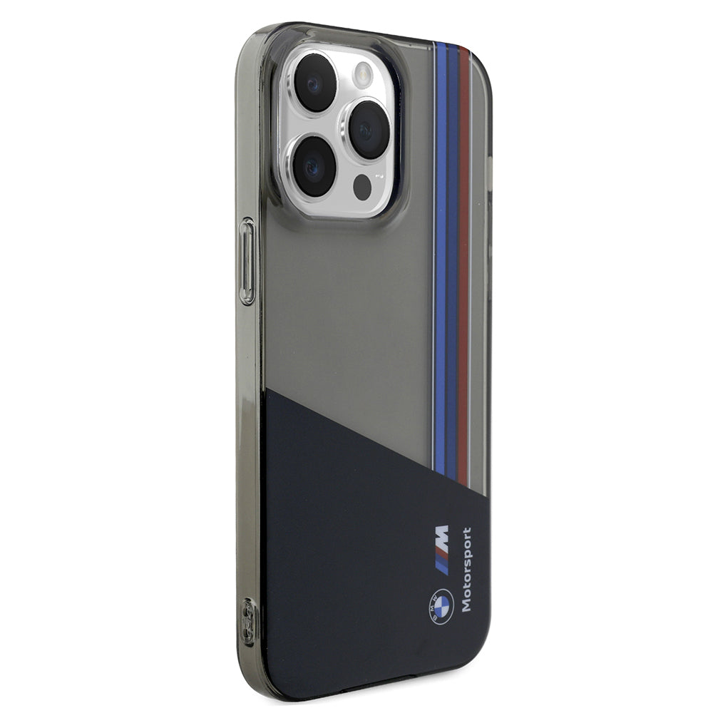 iPhone 14 Pro Max Kılıf BMW Orjinal Lisanslı Yarı Transparan M Dizayn Çizgili Kılıf