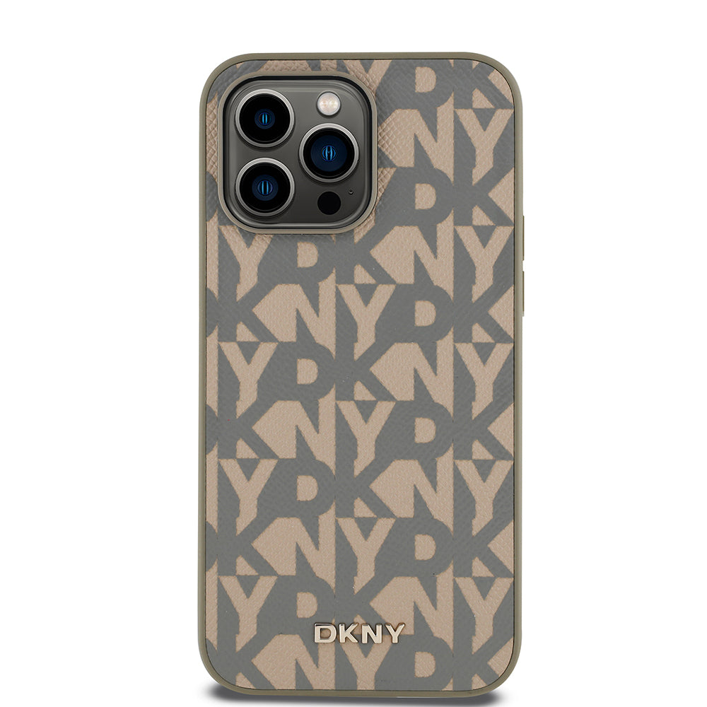 iPhone 14 Pro Max Kılıf DKNY Orjinal Lisanslı M-safe Şarj Özellikli 3D Yazılı Grid Pattern Kılıf