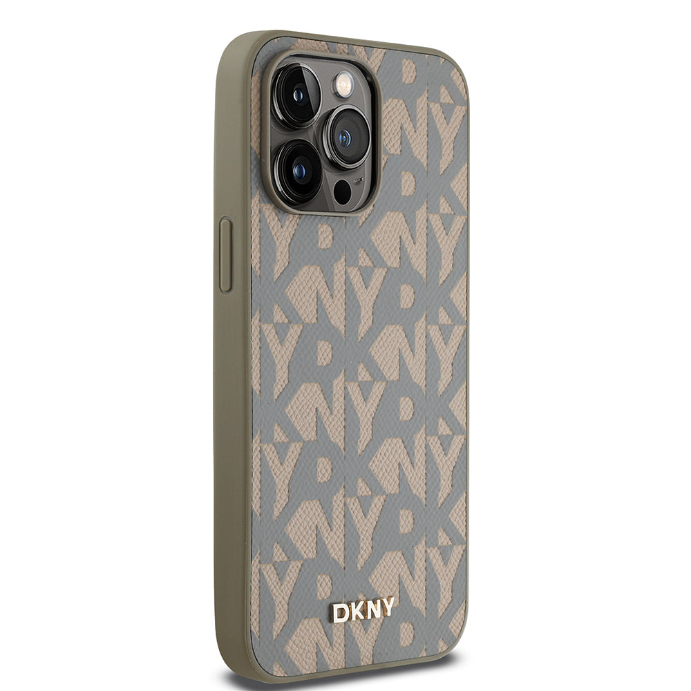 iPhone 14 Pro Max Kılıf DKNY Orjinal Lisanslı M-safe Şarj Özellikli 3D Yazılı Grid Pattern Kılıf