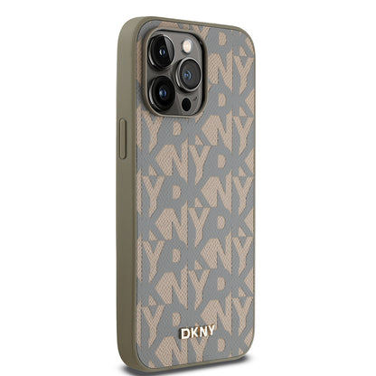 iPhone 14 Pro Max Kılıf DKNY Orjinal Lisanslı M-safe Şarj Özellikli 3D Yazılı Grid Pattern Kılıf