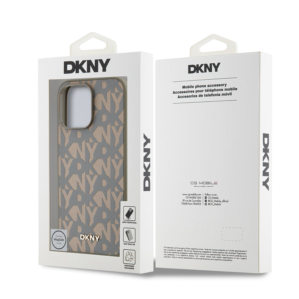 iPhone 14 Pro Max Kılıf DKNY Orjinal Lisanslı M-safe Şarj Özellikli 3D Yazılı Grid Pattern Kılıf