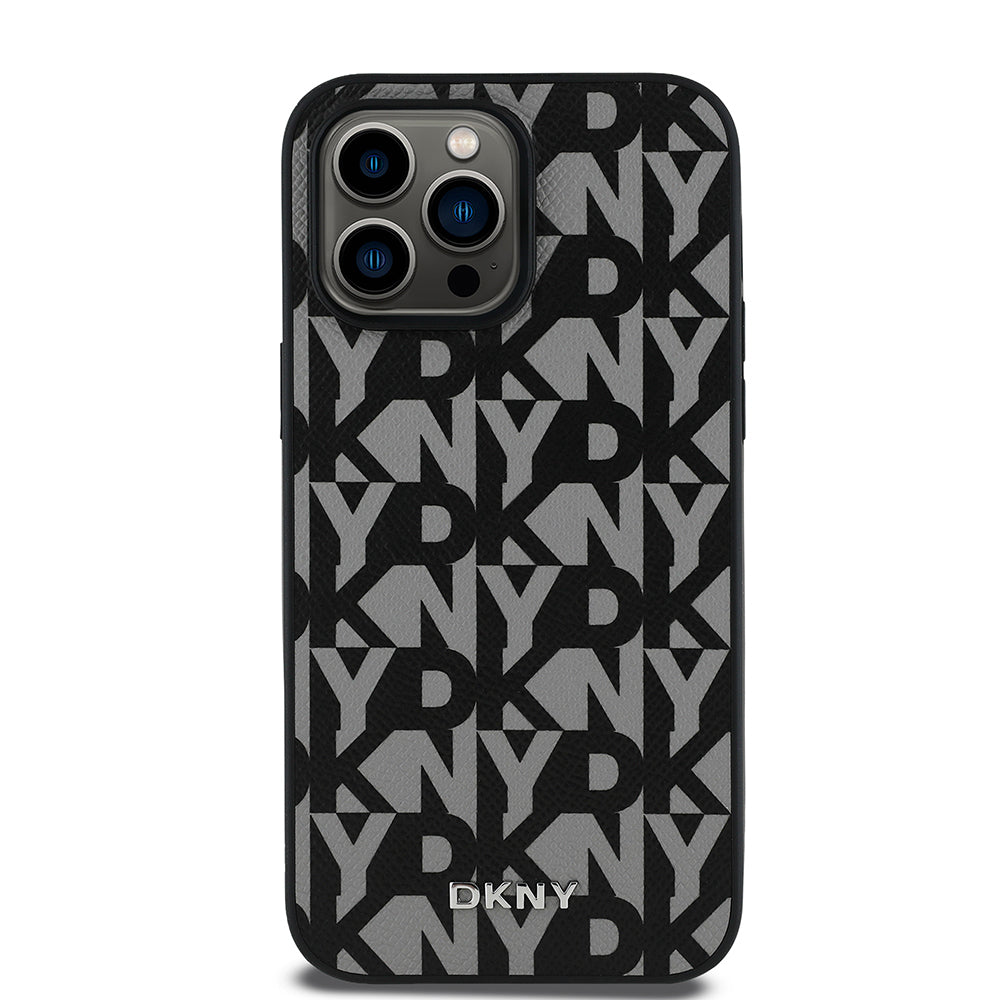 iPhone 14 Pro Max Kılıf DKNY Orjinal Lisanslı M-safe Şarj Özellikli 3D Yazılı Grid Pattern Kılıf