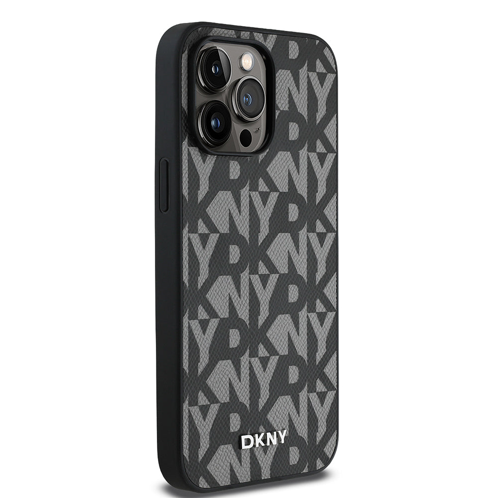 iPhone 14 Pro Max Kılıf DKNY Orjinal Lisanslı M-safe Şarj Özellikli 3D Yazılı Grid Pattern Kılıf