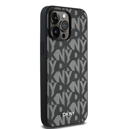 iPhone 14 Pro Max Kılıf DKNY Orjinal Lisanslı M-safe Şarj Özellikli 3D Yazılı Grid Pattern Kılıf