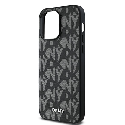 iPhone 14 Pro Max Kılıf DKNY Orjinal Lisanslı M-safe Şarj Özellikli 3D Yazılı Grid Pattern Kılıf