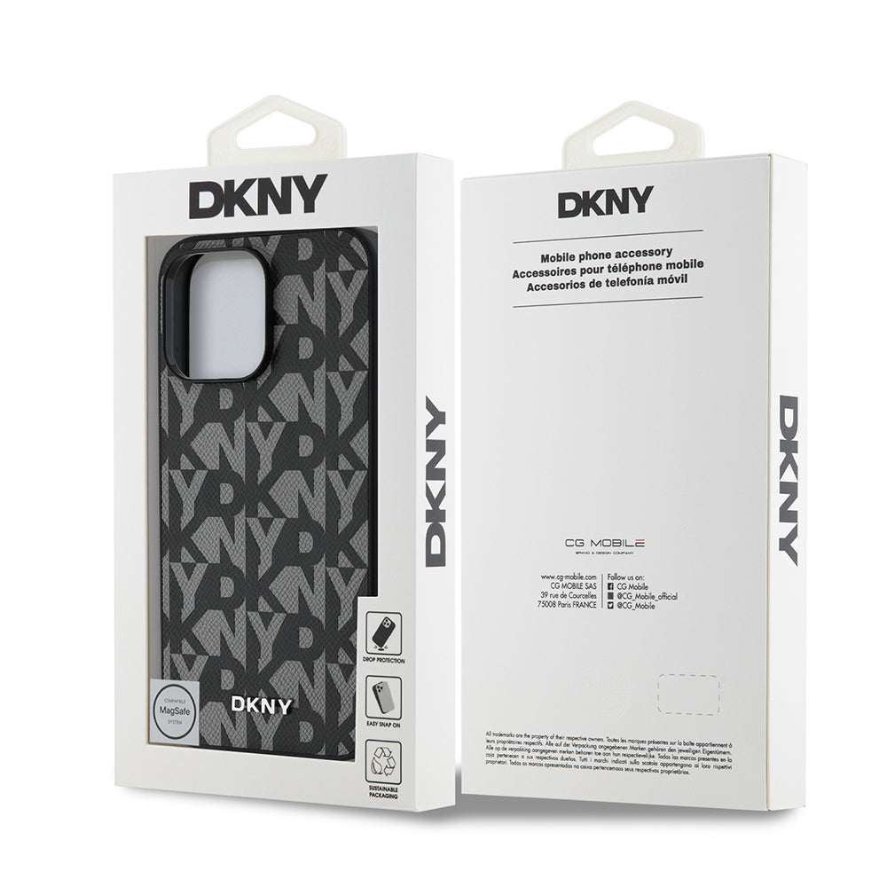 iPhone 14 Pro Max Kılıf DKNY Orjinal Lisanslı M-safe Şarj Özellikli 3D Yazılı Grid Pattern Kılıf