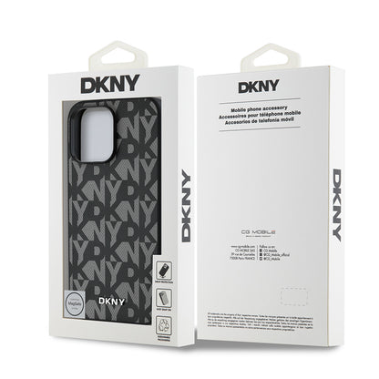 iPhone 14 Pro Max Kılıf DKNY Orjinal Lisanslı M-safe Şarj Özellikli 3D Yazılı Grid Pattern Kılıf