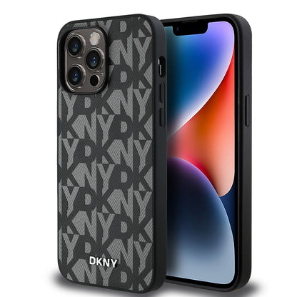 iPhone 14 Pro Max Kılıf DKNY Orjinal Lisanslı M-safe Şarj Özellikli 3D Yazılı Grid Pattern Kılıf