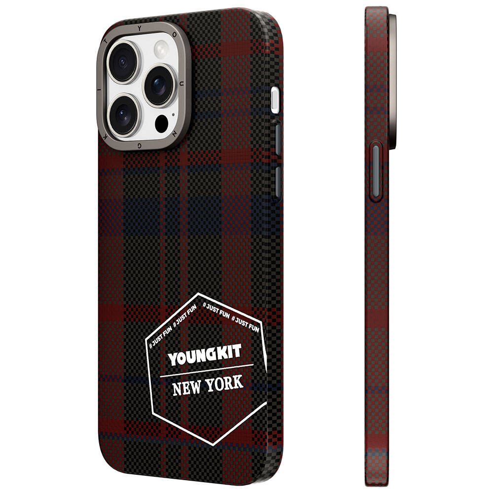 iPhone 14 Pro Max Kılıf Ekose Desenli Youngkit Gezhi Serisi Kılıf