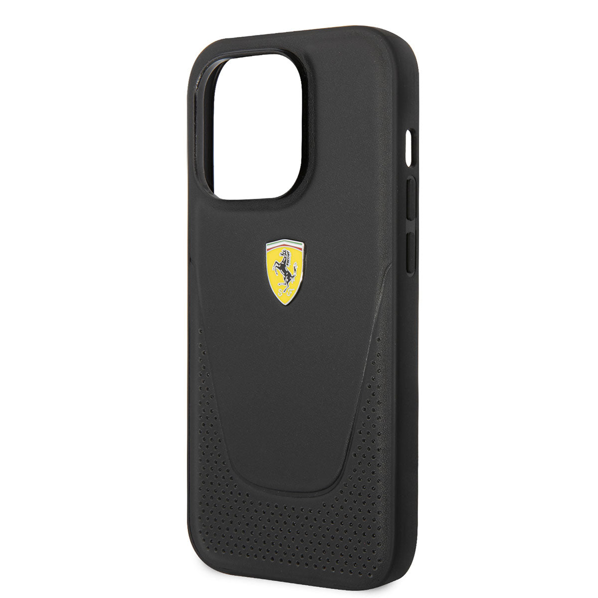 Apple iPhone 14 Pro Max Kılıf Ferrari Deri Delikli Dizayn Kapak Siyah