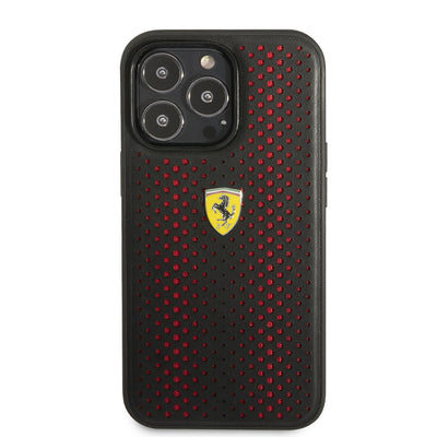 Apple iPhone 14 Pro Max Kılıf Ferrari Deri Sarı Noktalı Dizayn Kapak Sarı