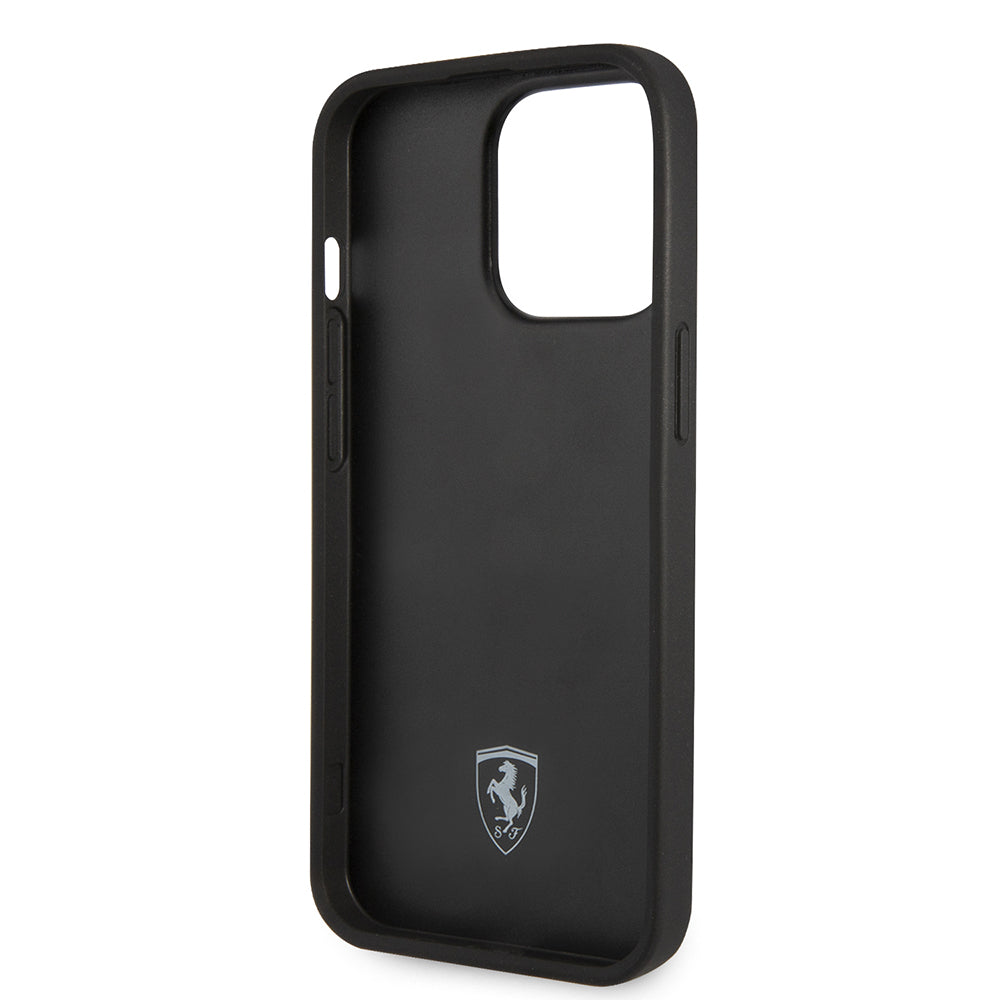 Apple iPhone 14 Pro Max Kılıf Ferrari Deri Sarı Noktalı Dizayn Kapak Kırmızı