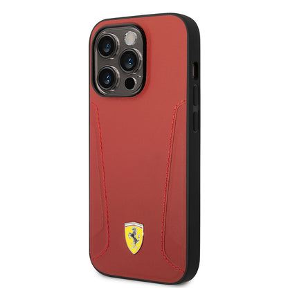 iPhone 14 Pro Max Kılıf Ferrari M-safe Şarj Özellikli Deri Kenarları Damgalı Dizayn Kılıf