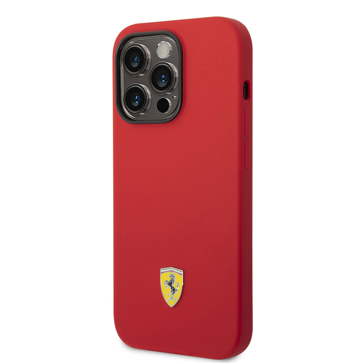 Apple iPhone 14 Pro Max Kılıf Ferrari Magsafe Şarj Özellikli Silikon Metal Logo Dizayn Kapak Kırmızı