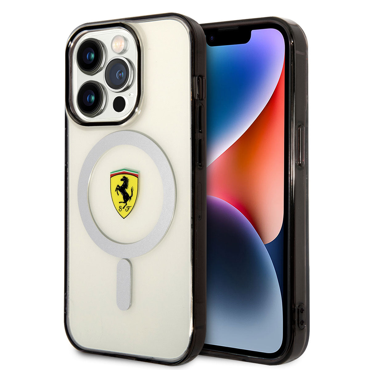 iPhone 14 Pro Max Kılıf Ferrari M-safe Şarj Özellikli Transparan Dizayn Kılıf