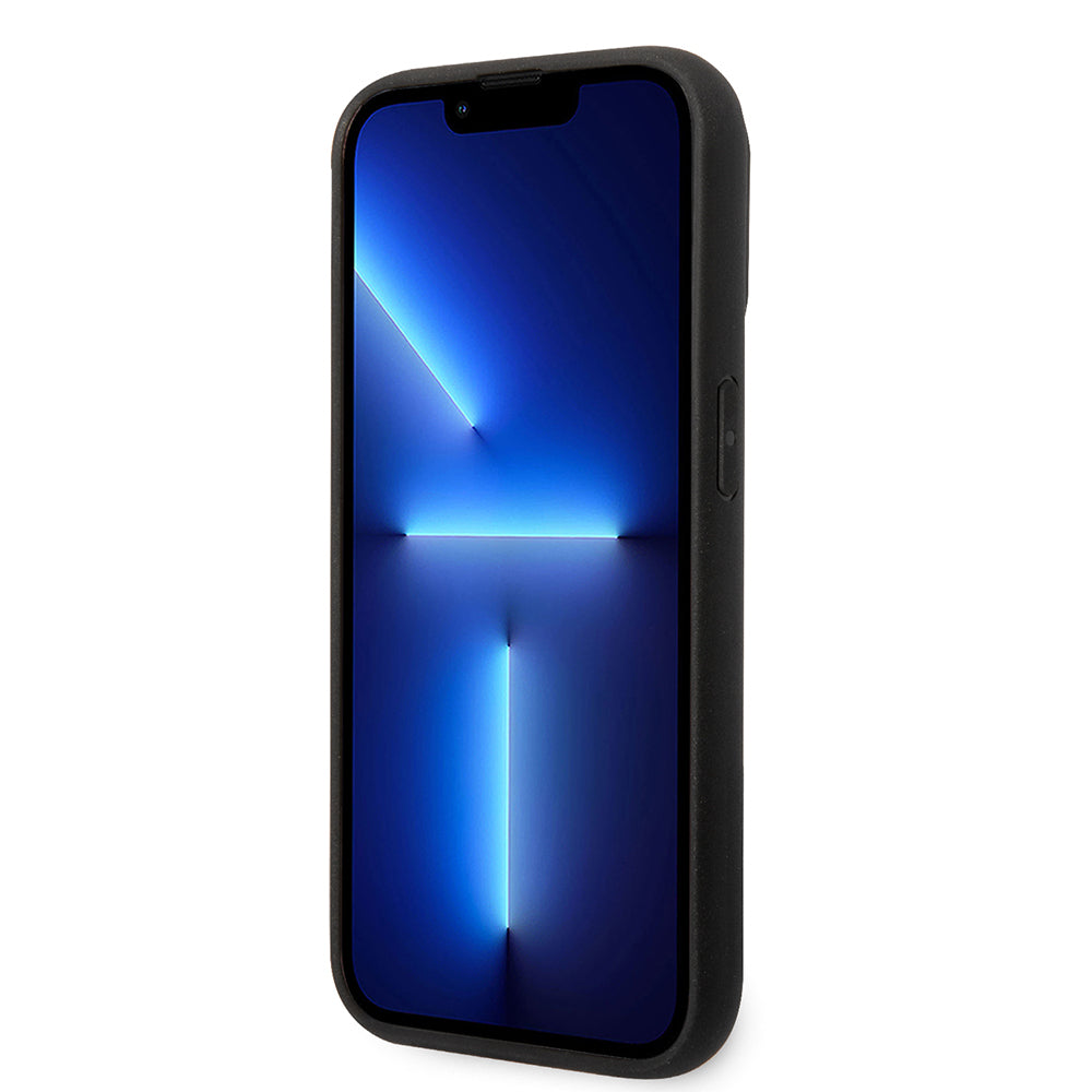 iPhone 14 Pro Max Kılıf Ferrari Orjinal Lisanlı Klasik Metal Logolu Karbon Şerit Desenli Kılıf