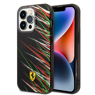 Apple iPhone 14 Pro Max Kılıf Ferrari Orjinal Lisanslı Baskı Logolu Çimen Desenli Kapak Sarı