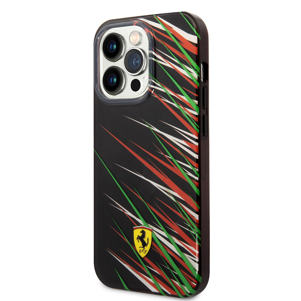 Apple iPhone 14 Pro Max Kılıf Ferrari Orjinal Lisanslı Baskı Logolu Çimen Desenli Kapak Sarı