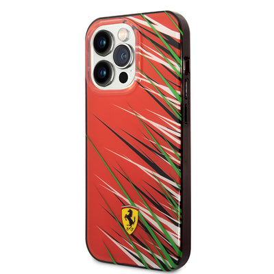 Apple iPhone 14 Pro Max Kılıf Ferrari Orjinal Lisanslı Baskı Logolu Çimen Desenli Kapak Sarı