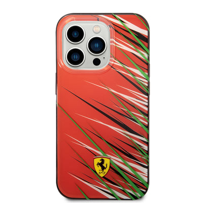 Apple iPhone 14 Pro Max Kılıf Ferrari Orjinal Lisanslı Baskı Logolu Çimen Desenli Kapak Sarı