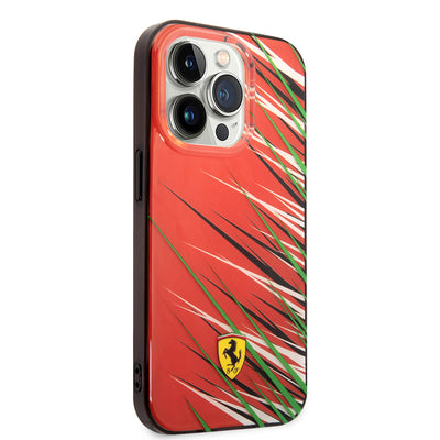 Apple iPhone 14 Pro Max Kılıf Ferrari Orjinal Lisanslı Baskı Logolu Çimen Desenli Kapak Sarı