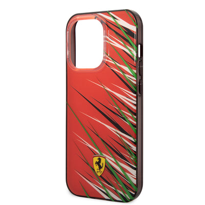 Apple iPhone 14 Pro Max Kılıf Ferrari Orjinal Lisanslı Baskı Logolu Çimen Desenli Kapak Sarı