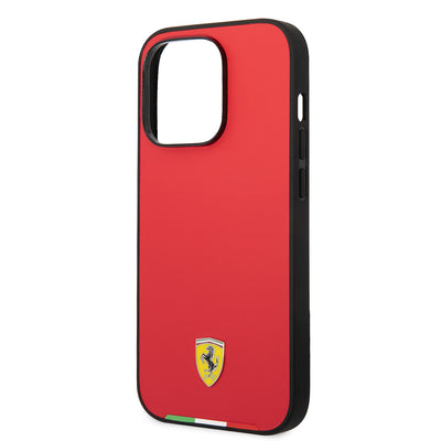 Apple iPhone 14 Pro Max Kılıf Ferrari Orjinal Lisanslı PU Deri İtalyan Bayrak Dizayn Kapak Kırmızı