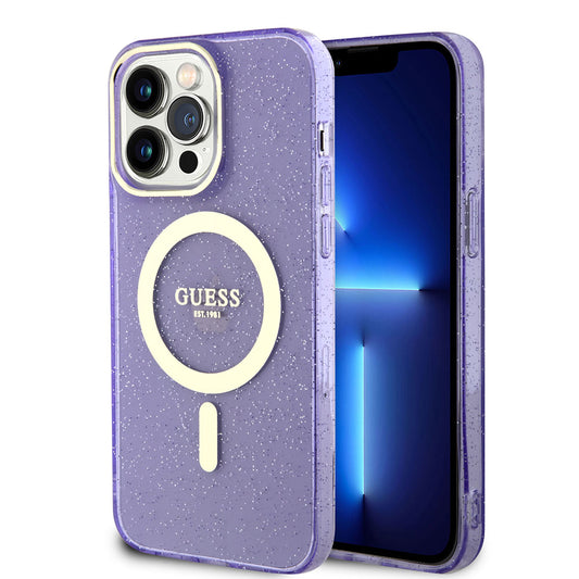 iPhone 14 Pro Max Kılıf GUESS M-safe Şarj Özellikli Glitter Kılıf