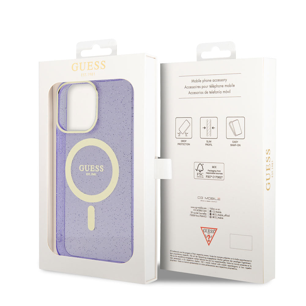 iPhone 14 Pro Max Kılıf GUESS M-safe Şarj Özellikli Glitter Kılıf
