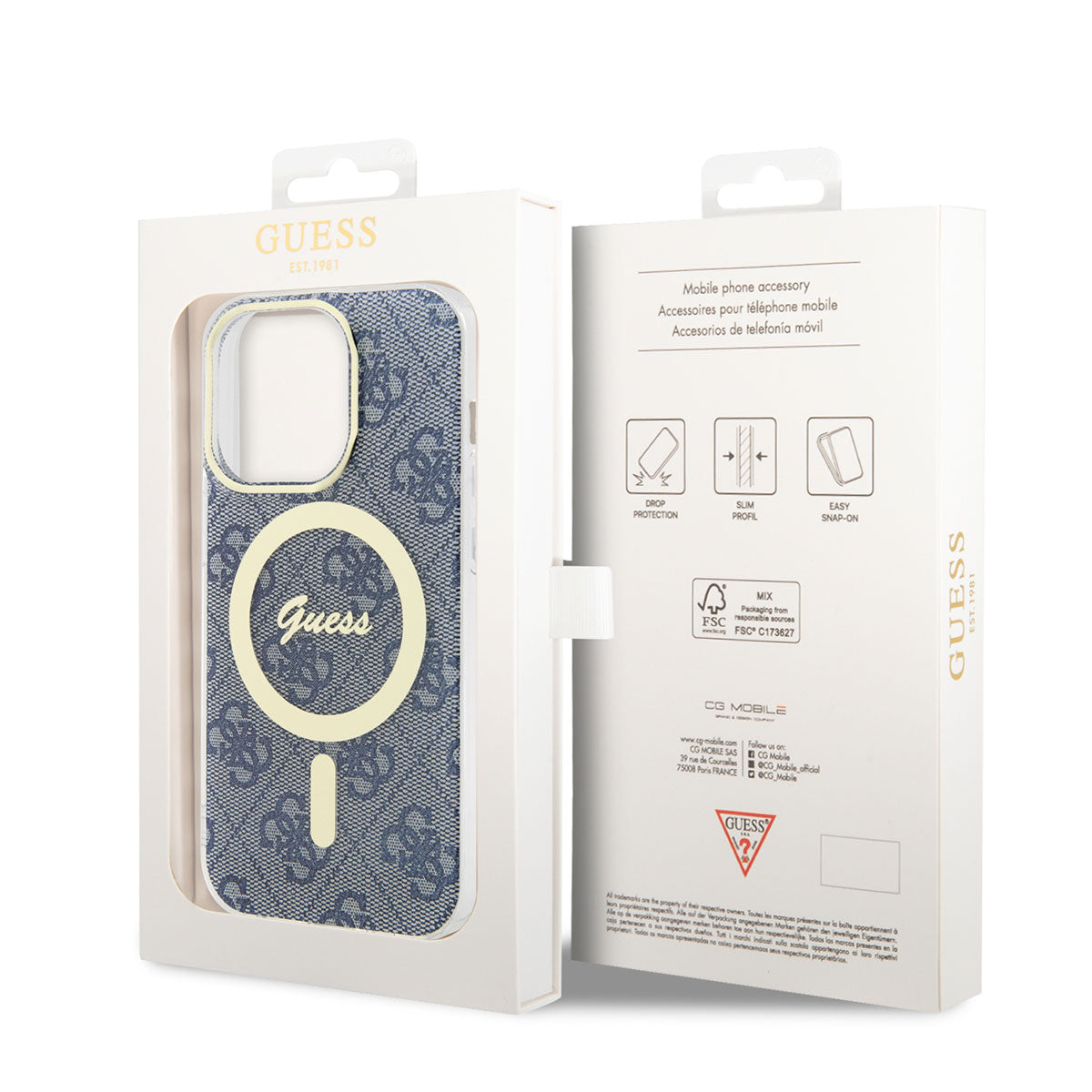 Apple iPhone 14 Pro Max Kılıf GUESS Magsafe Şarj Özellikli Kapak Mavi