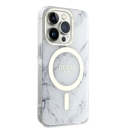iPhone 14 Pro Max Kılıf GUESS M-safe Şarj Özellikli Mermer Desenli Kılıf