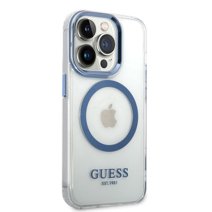 iPhone 14 Pro Max Kılıf GUESS M-safe Şarj Özellikli Metal Kamera Çerçeveli Kılıf