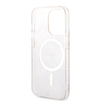 iPhone 14 Pro Max Kılıf GUESS M-safe Şarj Özellikli Yaprak Desenli M-safe Şarj Kablolu Kılıf