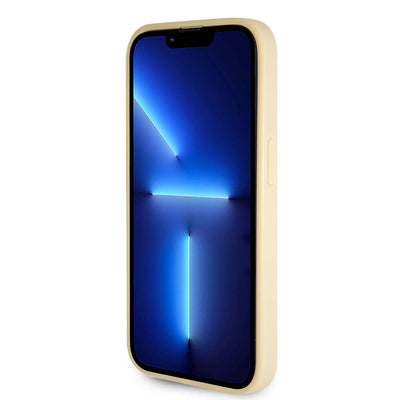 Apple iPhone 14 Pro Max Kılıf Guess Orjinal Lisanslı 4G Büyük Metal Logolu Glitter Kapak Gold