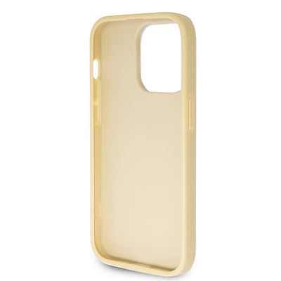 Apple iPhone 14 Pro Max Kılıf Guess Orjinal Lisanslı 4G Büyük Metal Logolu Glitter Kapak Gold