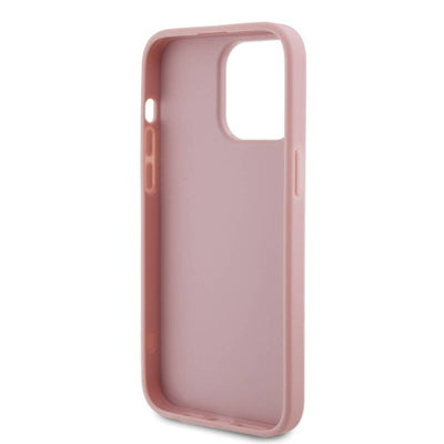 Apple iPhone 14 Pro Max Kılıf Guess Orjinal Lisanslı 4G Büyük Metal Logolu Glitter Kapak Pembe