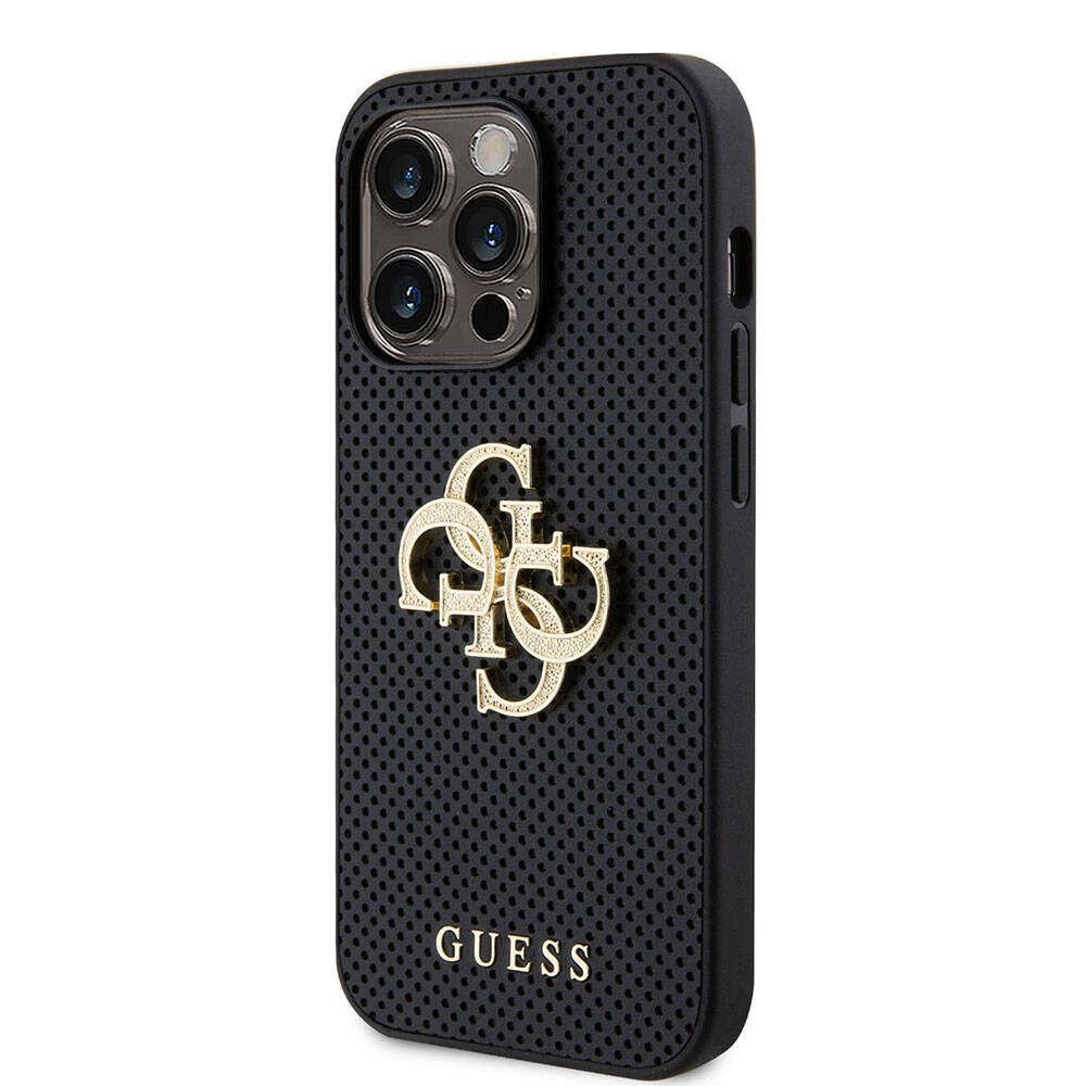 iPhone 14 Pro Max Kılıf Guess Orjinal Lisanslı Delikli Yazı ve 4G Glitter Büyük Metal Logolu Kılıf