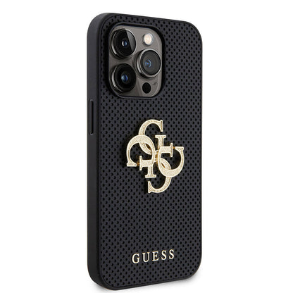 iPhone 14 Pro Max Kılıf Guess Orjinal Lisanslı Delikli Yazı ve 4G Glitter Büyük Metal Logolu Kılıf