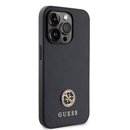 iPhone 14 Pro Max Kılıf Guess Orjinal Lisanslı Deri 4G Metal Logo Strass Kılıf