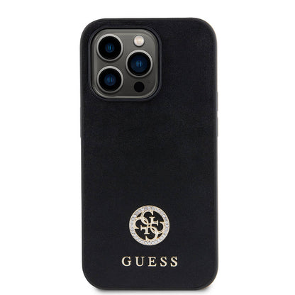 iPhone 14 Pro Max Kılıf Guess Orjinal Lisanslı Deri 4G Metal Logo Strass Kılıf
