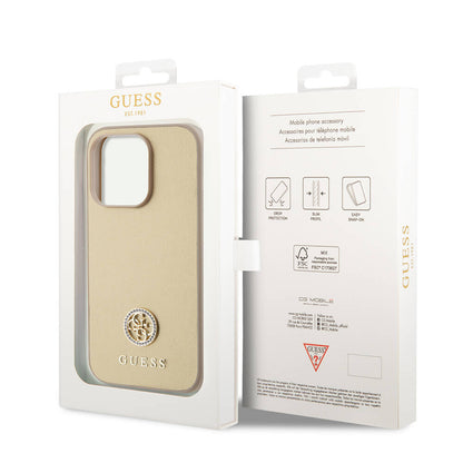 iPhone 14 Pro Max Kılıf Guess Orjinal Lisanslı Deri 4G Metal Logo Strass Kılıf