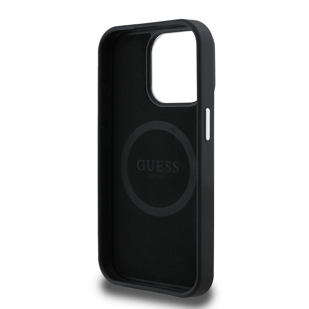 iPhone 14 Pro Max Kılıf Guess Orjinal Lisanslı M-safe Şarj Özellikli Grained Triangle Kılıf