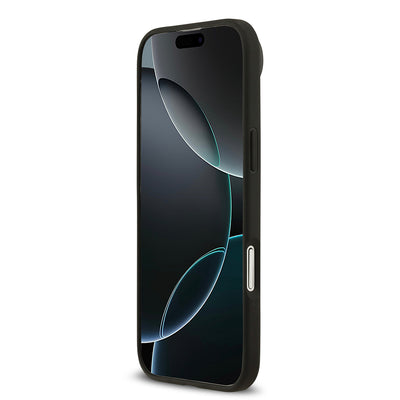 Apple iPhone 17 Air Kılıf Guess Orjinal Lisanslı M-safe Şarj Özellikli Taneli Çiçek Tasarımlı Metal Yazı Logolu Kapak Pembe