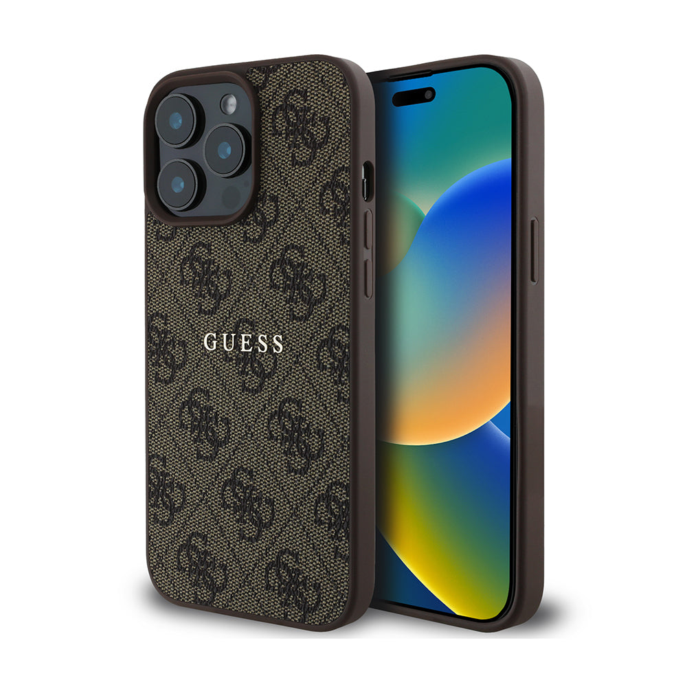 Apple iPhone 14 Pro Max Kılıf Guess Orjinal Lisanslı Magsafe Şarj Özellikli 4G Desen Yazı Logolu Kapak Siyah