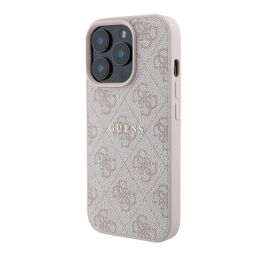 Apple iPhone 14 Pro Max Kılıf Guess Orjinal Lisanslı Magsafe Şarj Özellikli 4G Desen Yazı Logolu Kapak Pembe