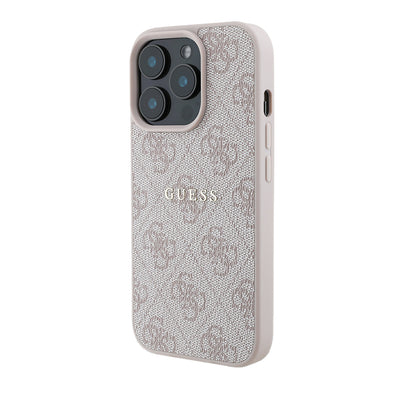 Apple iPhone 14 Pro Max Kılıf Guess Orjinal Lisanslı Magsafe Şarj Özellikli 4G Desen Yazı Logolu Kapak Pembe