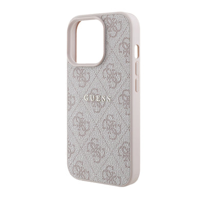 Apple iPhone 14 Pro Max Kılıf Guess Orjinal Lisanslı Magsafe Şarj Özellikli 4G Desen Yazı Logolu Kapak Pembe